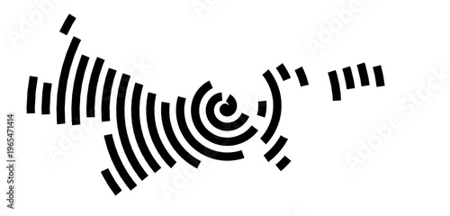 Symbol Map of the city Kenzingen (Baden-Württemberg, Germany) showing the city with a black spiral line