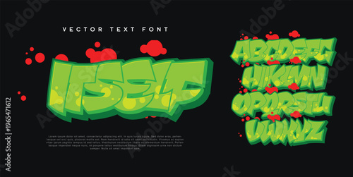  Itself Graffiti font. Capital letters, numbers and glyps alphabet.