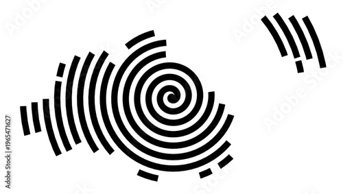 Symbol Map of the city Laupheim (Baden-Württemberg, Germany) showing the city with a black spiral line