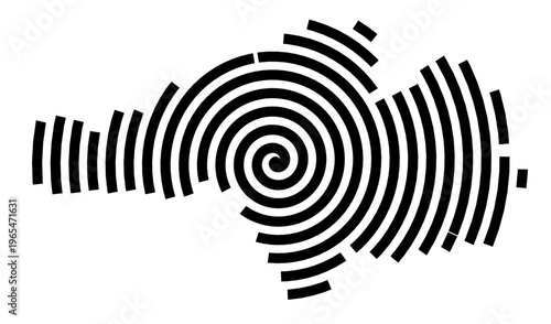 Symbol Map of the city Lauda-Königshofen (Baden-Württemberg, Germany) showing the city with a black spiral line