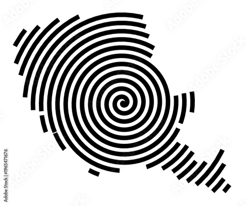 Symbol Map of the city Neuhausen auf den Fildern (Baden-Württemberg, Germany) showing the city with a black spiral line