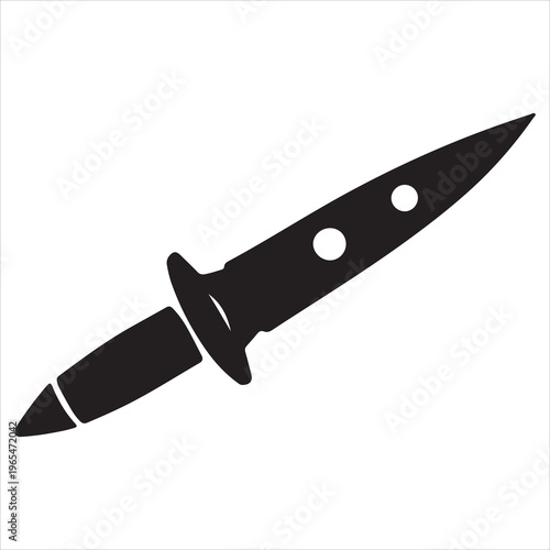 A black silhouette of a knife with a handle
