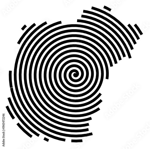 Symbol Map of the city Alzenau (Bayern, Germany) showing the city with a black spiral line