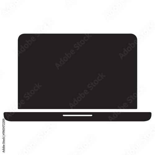A black laptop computer on a white background