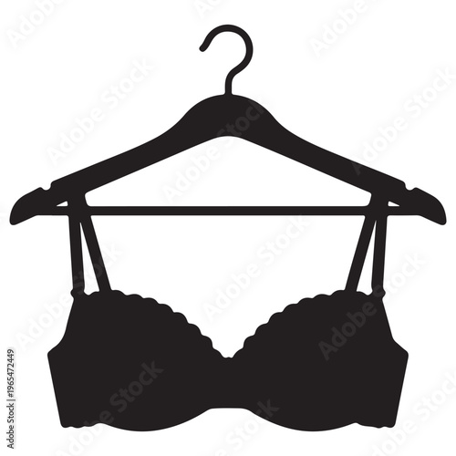 Black silhouette of bra on hanger