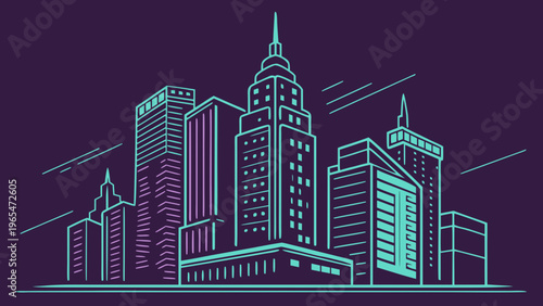 Minimalist Cyberpunk City Grid T-Shirt – Neon Future Skyline Design