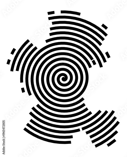 Symbol Map of the city Hammelburg (Bayern, Germany) showing the city with a black spiral line