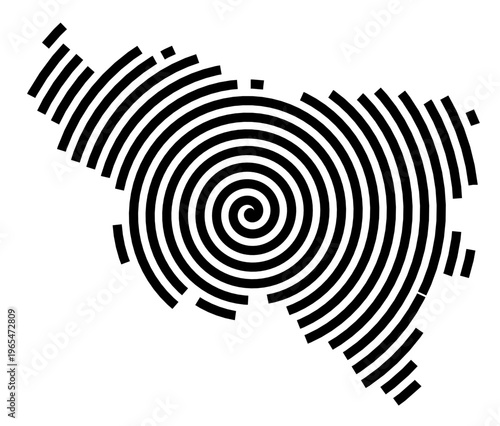 Symbol Map of the city Haßfurt (Bayern, Germany) showing the city with a black spiral line