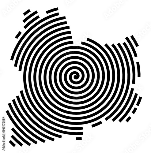 Symbol Map of the city Kissing (Bayern, Germany) showing the city with a black spiral line