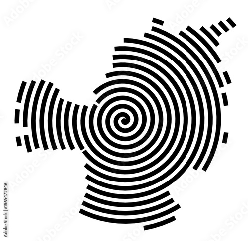 Symbol Map of the city Kolbermoor (Bayern, Germany) showing the city with a black spiral line