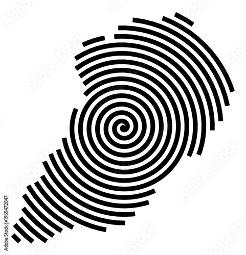 Symbol Map of the city Ismaning (Bayern, Germany) showing the city with a black spiral line