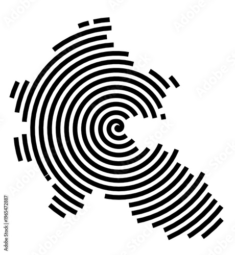 Symbol Map of the city Kronach (Bayern, Germany) showing the city with a black spiral line