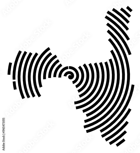 Symbol Map of the city Meitingen (Bayern, Germany) showing the city with a black spiral line