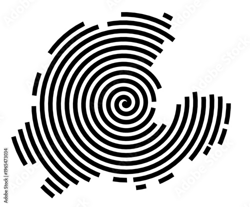 Symbol Map of the city Mömbris (Bayern, Germany) showing the city with a black spiral line