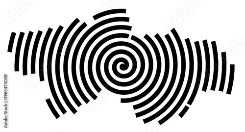 Symbol Map of the city Mering (Bayern, Germany) showing the city with a black spiral line