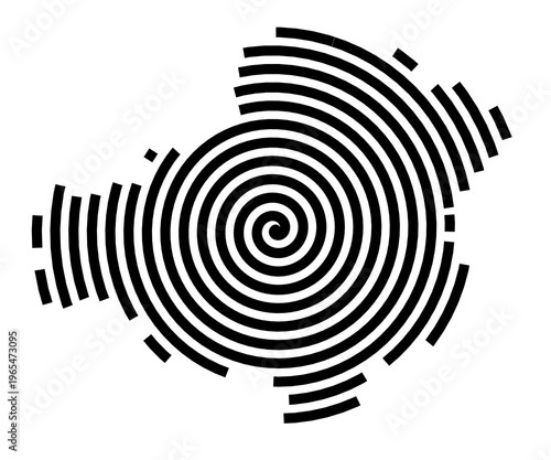 Symbol Map of the city Münchberg (Bayern, Germany) showing the city with a black spiral line