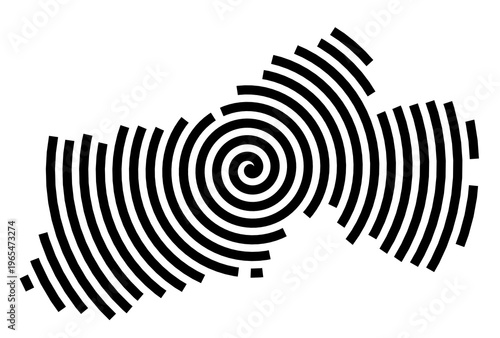 Symbol Map of the city Pocking (Bayern, Germany) showing the city with a black spiral line