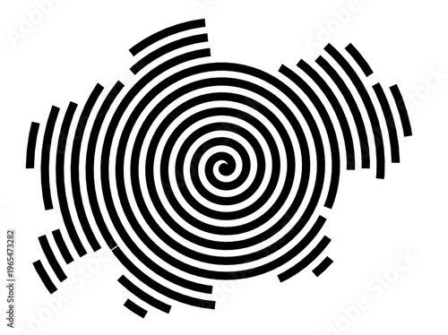 Symbol Map of the city Poing (Bayern, Germany) showing the city with a black spiral line