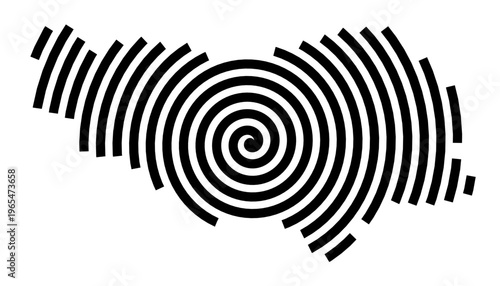 Symbol Map of the city Spiesen-Elversberg (Saarland, Germany) showing the city with a black spiral line