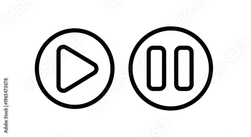 Play and pause button icons for media control and playback functions