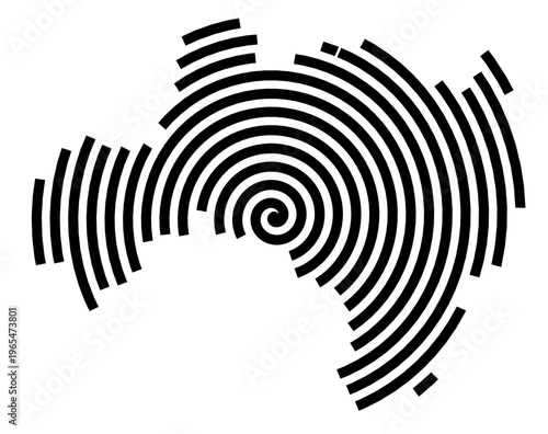 Symbol Map of the city Kloster Lehnin (Brandenburg, Germany) showing the city with a black spiral line