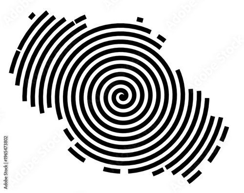 Symbol Map of the city Jüterbog (Brandenburg, Germany) showing the city with a black spiral line