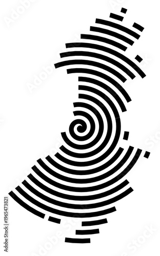 Symbol Map of the city Mühlenbecker Land (Brandenburg, Germany) showing the city with a black spiral line