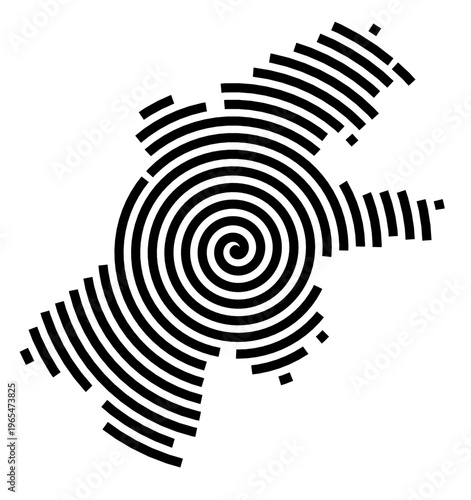 Symbol Map of the city Nauen (Brandenburg, Germany) showing the city with a black spiral line