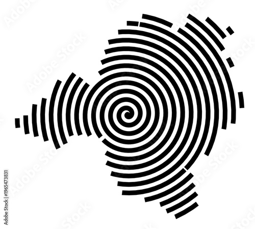 Symbol Map of the city Perleberg (Brandenburg, Germany) showing the city with a black spiral line