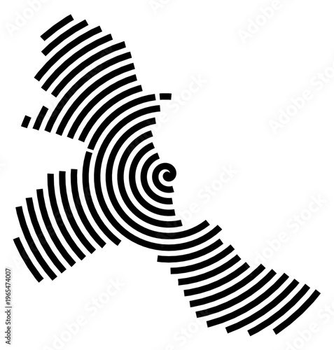 Symbol Map of the city Wittenberge (Brandenburg, Germany) showing the city with a black spiral line