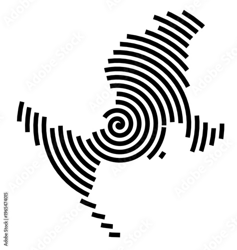 Symbol Map of the city Zeuthen (Brandenburg, Germany) showing the city with a black spiral line