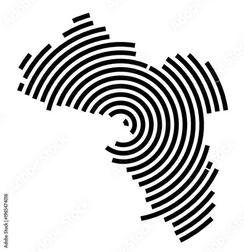 Symbol Map of the city Zossen (Brandenburg, Germany) showing the city with a black spiral line