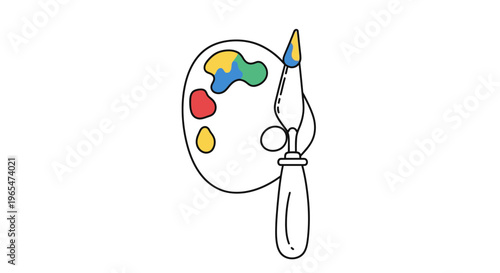 Colorful paintbrush and palette set.