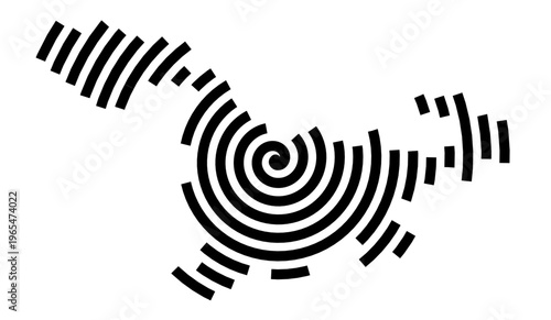 Symbol Map of the city Bergen auf Rügen (Mecklenburg-Vorpommern, Germany) showing the city with a black spiral line