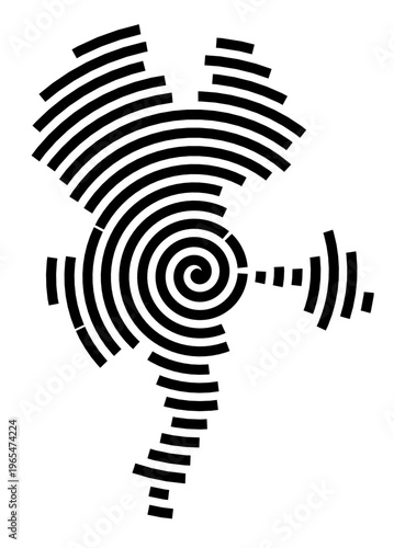 Symbol Map of the city Marienberg (Sachsen, Germany) showing the city with a black spiral line