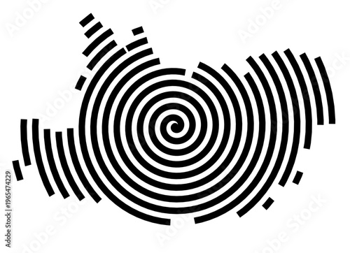 Symbol Map of the city Markkleeberg (Sachsen, Germany) showing the city with a black spiral line