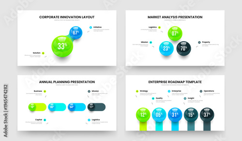 Market Introduction Two Three Four Five Element Diagram Frame Template Vector Illustration Collection. Clean Launch 2 3 4 5 Step Infographic Slideshow Design Set.