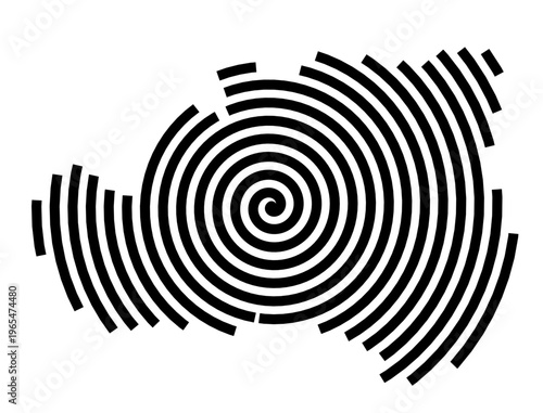 Symbol Map of the city Gardelegen (Sachsen-Anhalt, Germany) showing the city with a black spiral line