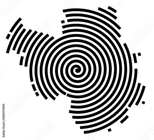 Symbol Map of the city Landsberg (Sachsen-Anhalt, Germany) showing the city with a black spiral line