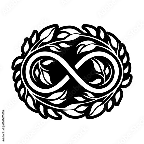 An icon of infinity leaves designed in glyph style