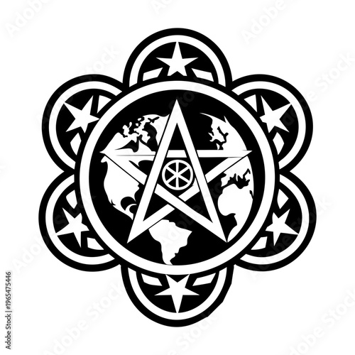 An icon of pentacle symbol in solid style