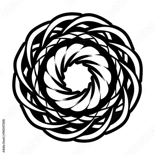 A glyph icon of spiral energy symbol