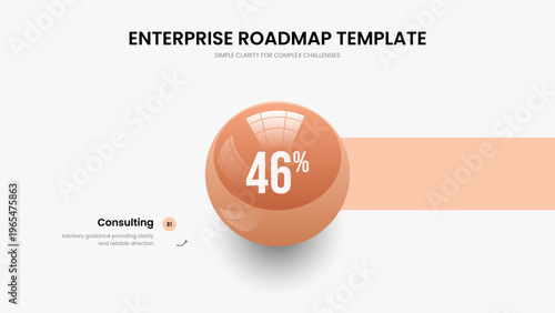 Market Forecast 1 Step Graph Slide Template. Company Growth Slideshow Layout Vector Illustration. Product Solution One Element Chart Frame Design.
