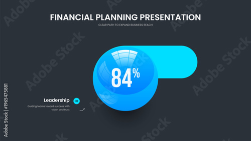 Market Plan One Option Graph Presentation Layout. Minimalist Showcase 1 Element Diagram Slideshow Template. Marketing Introduction Frame Design Vector Illustration.