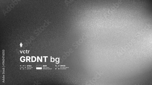 Abstract black and white vector background with high detailed noise texture and blurred gradient effect. Modern grayscale silver grainy overlay for industrial or brutalist design concepts.