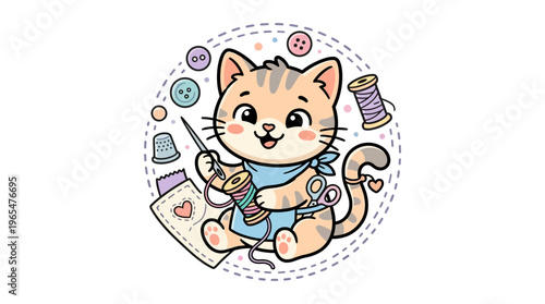 Cute Cat Craftsman Sewing and Crafting Theme