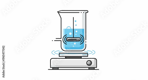 Laboratory equipment mixing liquid in a beaker on a heated plate
