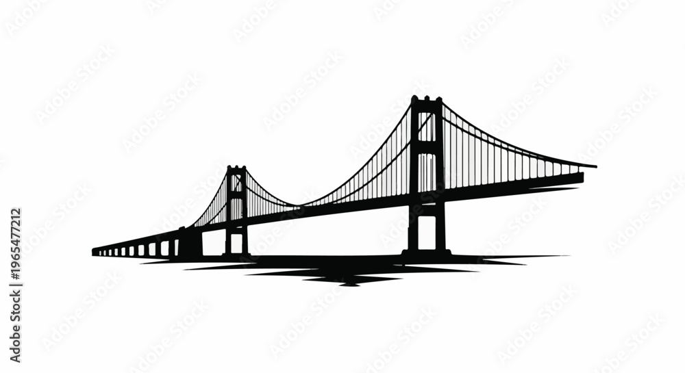 Fototapeta premium Iconic suspension bridge in silhouette with dramatic shadows