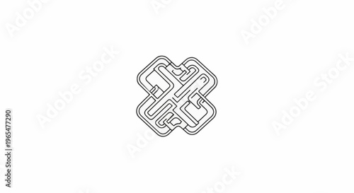 Intricate line art maze design in black and white