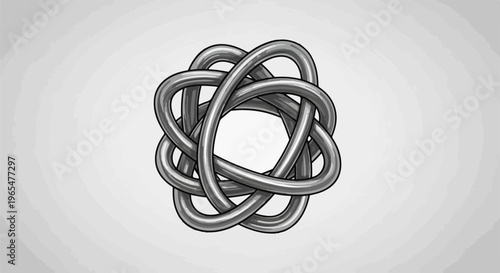 Intricate metallic knot with a complex interwoven structure